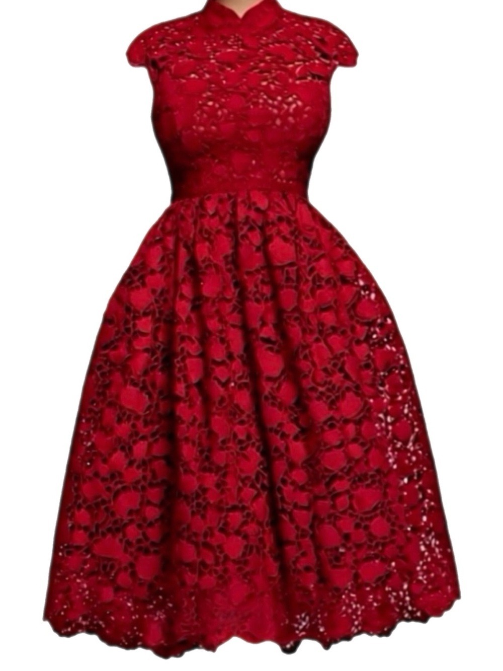 Red Lace Fit & Flare Dress - Elegant Women's Dress in Plus Size 3X NWT - Picture 3 of 17